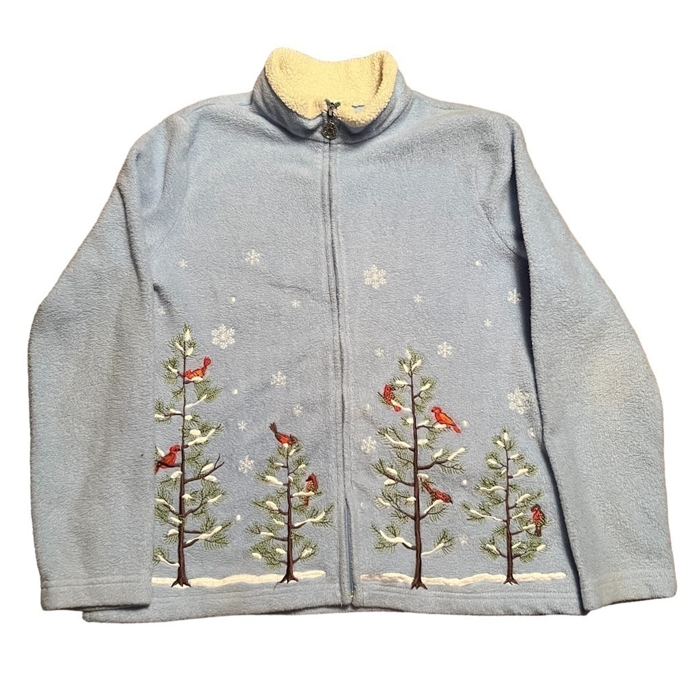 Breckinridge Holiday Snowbird Zip Front Fleece with Pockets Size Medium